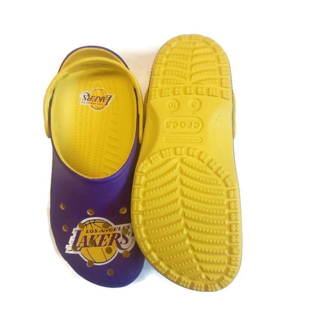CROCS Mens 8 Womens 10 Slip On Clogs Los Angeles Lakers Sandal Shoes Purple Gold